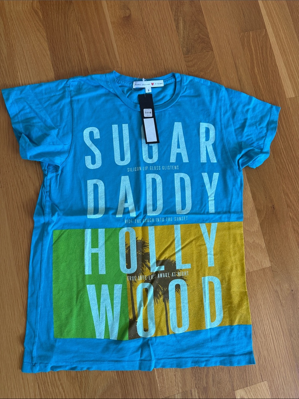Marc Jacobs Turquoise Graphic 'Sugar Daddy Hollywood' Short Sleeve Tee